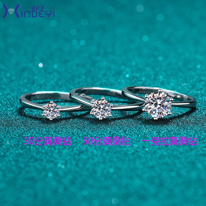 Joyería al por mayor Anillos de plata esterlina de moissanita de 1 quilate